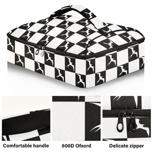 Sac Isotherme Portable à Poignée pour Plats Chauds, Motif Hawaïen à Carreaux, Design Personnalisé Iwa Birds, Idéal pour Pique-niques, Barbecues et Fêtes en Plein Air - Product Image 2