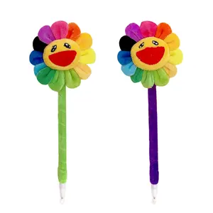 Дешевая профессиональная креативная шариковая ручка в форме подсолнуха, новинка, цветной цветочный горшок, Студенческая плюшевая шариковая ручка с улыбающимся лицом