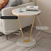 Table d'appoint créative pour petit appartement, style minimaliste de luxe léger, table basse ronde en ardoise pour salon d'angle