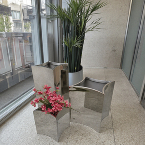 Sang Trọng Trang Trí Nội Thất Lớn Trong Nhà Nhà Nhà Máy Chậu Gương Bạc Cao Tầng Bình Phong Cách Hiện Đại Thép Không Gỉ Trồng - Product Image 1