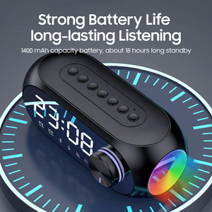Dual Alarm Clock With FM <strong>Radio</strong> 1400mAh Wireless BT Speaker For Home Bedroom