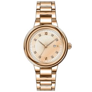 นาฬิกาควอตซ์ทองคำ 35 มม. แบบ OEM สั่งทำพิเศษ ตัวเรือนและสายสแตนเลสสตีล 316L ทรงกลม แฟชั่นสำหรับผู้หญิง ประดับเพชร เหมาะสำหรับสาวๆ - Product Image 1