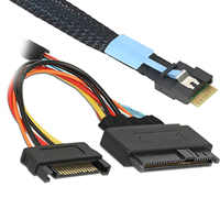 Cable de Cobre Estañado SFF-8654 4i SFF-8639 SlimSAS de 38 Pines U.2 NVMe PCIe 4.0 SSD SATA Power 15P Anti-Keying para Almacenamiento de Servidor de Computadora