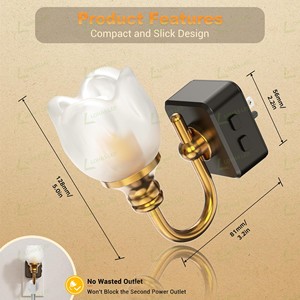 Lampada Notturna LOHAS in Vetro a Forma di Fiore, da Inserire nella Presa a Muro, Dimmerabile 0-100lm, con Sensore Crepuscolare, Stile Vintage per Camera da Letto e Bagno - Product Image 5