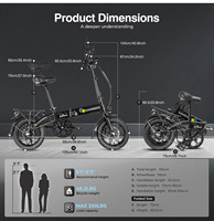 Vélo électrique pliable mini OEM 14 pouces, moteur 250W, batterie lithium 36V 7.8Ah, vélo électrique pliable compact et portable pour la ville par SAMEBIKE