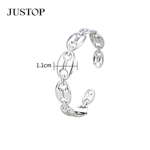 Bracelet manchette tendance en acier inoxydable à motif floral JUSTOP, bijou romantique en alliage pour femme - Product Image 4