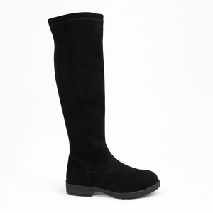 أحذية طويلة فوق الركبة للفتيات، أحذية سوداء طويلة من الجلد المدبوغ للأطفال، أحذية شتوية أنيقة - Product Image 1