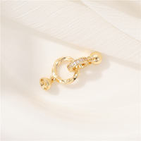 Fermoirs de bijoux de haute qualité en laiton plaqué or véritable 14K, forme ronde, avec zircon, pour colliers et bracelets