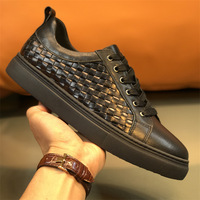 Nouveauté, baskets en cuir véritable de luxe, fabriquées à la main, tissées, chaussures décontractées pour hommes, livraison directe