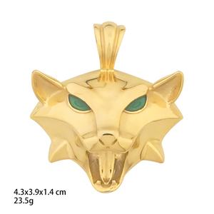 Pendentif Tête de Loup Viking en Acier Inoxydable Plaqué Or Exclusif Transfrontalier, Collier Mythologie Nordique pour Hommes et Femmes, Chrétien - Product Image 4