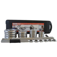 Poids libres 50kg 30kg 20kg haltères réglables 2 en 1 Kit d'haltères chromés avec boîte d'emballage portable