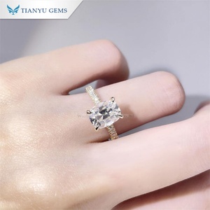 Tianyu personalizado sólido oro amarillo joyería boda cojín OMC corte 18K 14K Moissanite anillo de compromiso para mujer - Product Image 5