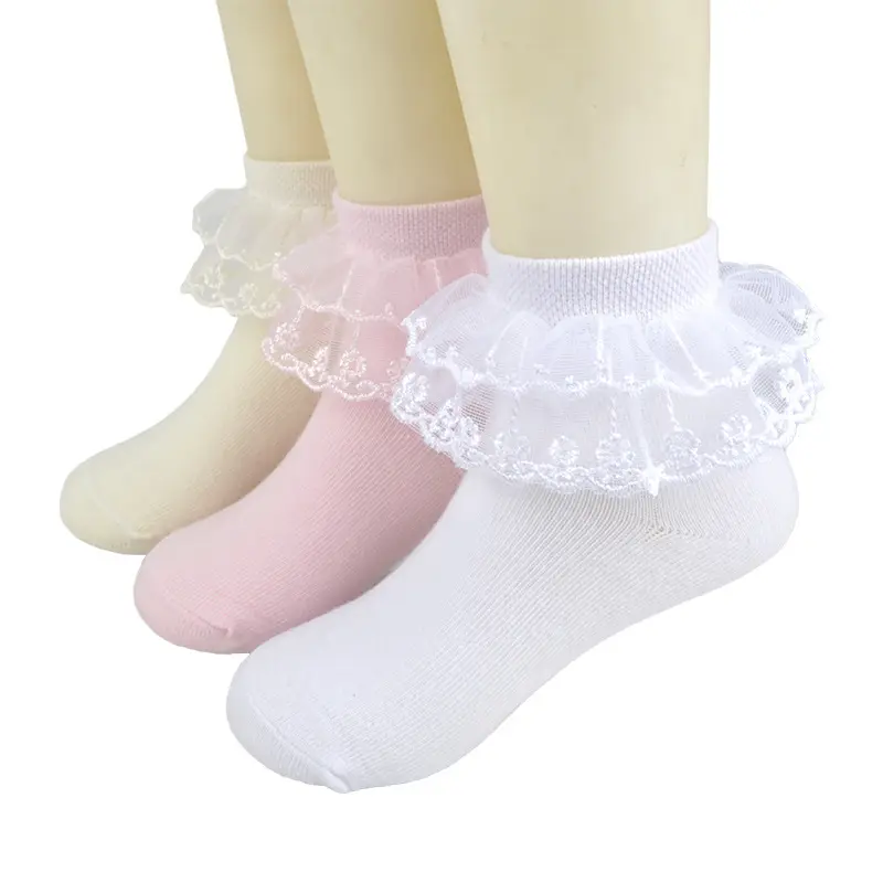Baby lace good looking crew girl socks bright breathable lace lovely baby socks