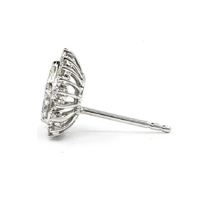 Bijoux fins, boucles d'oreilles classiques en or blanc massif 18 carats avec diamants naturels en forme de cœur, pour femmes, cadeau d'anniversaire de mariage - Product Image 2