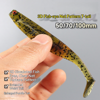 Leurre souple en PVC à texture maillée 3D, queue en T, 50mm 70mm 100mm, coulant, queue de pagaie, pour la pêche au bar et au grouper en eau douce et salée