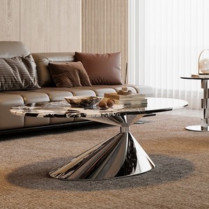 <span class=keywords><strong>Table</strong></span> Basse Soucoupe Volante <span class=keywords><strong>de</strong></span> Luxe Léger, Style Moderne Wabi-Sabi Rétro, en Marbre et Acier Inoxydable, Durable, avec Rangement, Décorative pour <span class=keywords><strong>Salon</strong></span> - Product Image 2