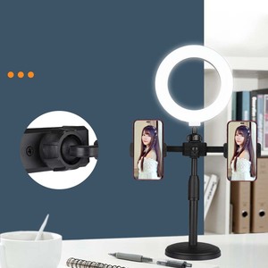 Clip de teléfono móvil Dual para transmisión en vivo, soporte de escritorio para teléfono móvil con luz adicional integrada - Product Image 3