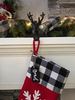 Oniya Black Gusseisen Rentier Strumpf halter mit Haken für Mantel Kamin freistehende Weihnachts dekorationen