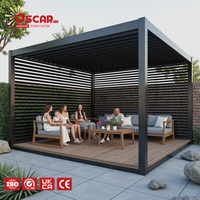 Pergola à lames orientables étanche avec toit mobile à fentes en PVC WPC, idéale pour jardin, patio, terrasse, cour arrière, villa, cour intérieure