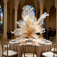 Centres de table de mariage de haute qualité SMS, fleurs géantes à dégradé de couleurs, fleurs en organza de soie, installation artistique florale pour la décoration de table de banquet