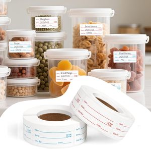 Tốt nhất bán 2x1 inch có thể ghi băng không thấm nước Tủ đông nhãn tự dính có thể tháo rời nhãn thực phẩm cho container bữa ăn đựng thức ăn - Product Image 6