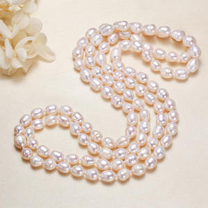 Muttertag geschenk Long Size Knot Doppels chicht Süßwasser Perlenkette Barock Perle Perle Pullover Kette Choker Halskette Kragen - Product Image 5