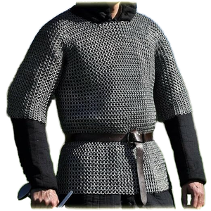 Hauberk de malla de acero dulce de 9 mm – Armadura de malla remachada redonda – Disfraz medieval para LARP y recreación histórica - Product Image 1