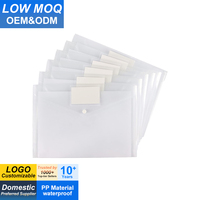 Fundas de Plástico Transparente A4 para Documentos, Sobres de Polipropileno con Bolsillo para Etiquetas y Botón a Presión para el Hogar, la Oficina y el Trabajo