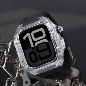 Funda de reloj <span class=keywords><strong>transparente</strong></span> <span class=keywords><strong>para</strong></span> <span class=keywords><strong>Apple</strong></span> <span class=keywords><strong>Watch</strong></span> 10 con <span class=keywords><strong>correa</strong></span> de reloj de goma fluorada <span class=keywords><strong>para</strong></span> funda protectora modificada de 42mm y 46mm - Product Image 4