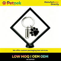 Porte-clés urne commémorative pour animaux de compagnie en acier inoxydable, étanche, avec breloque patte, flacon de crémation pour cendres de chien et chat