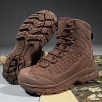 Bottes tactiques DF22 AS33 1601 en cuir PU noir, imperméables, respirantes, antidérapantes, durables, chaussures de randonnée en plein air toutes saisons, tige haute