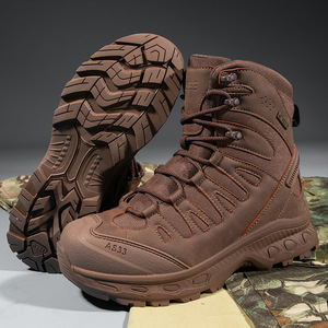 DF22 AS33 1601 Black PU Leather Tactical <b>Boots</b> Waterproof Breathable Non-Slip Durable Outdoor <b>Hiking</b> Shoes All Seasons High Top - Product Image 3