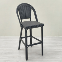 Tabouret de bar de bistrot d'extérieur de qualité commerciale, table HPL résistante aux UV, mobilier de café et de restaurant en rotin PE, ensemble de jardin et de terrasse imperméable