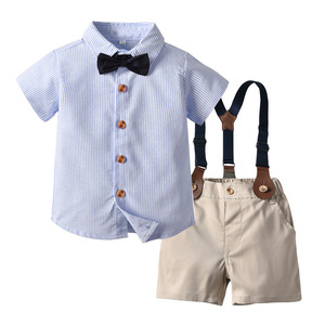 绅士热销男童条纹夏季短袖短裤幼儿婴儿服装套装 - Product Image 3