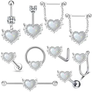 Chaîne de ventre tendance en acier inoxydable CRYSPURE avec opale en forme de cœur, plaqué argent, pour mariage, fiançailles, <span class=keywords><strong>piercing</strong></span> de nombril - Product Image 1