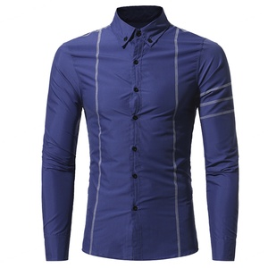 Chemise à manches longues pour homme, coupe ajustée, à carreaux, boutonnée, décontractée, au design le plus récent - Product Image 2