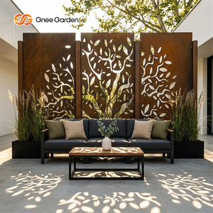 Customized Laser Cut Art Metal <b>Panels</b> Corten Steel Rectangle Garden <b>Screen</b> Rustic Orange Outdoor <b>Decor</b> Ornament Modern Nature - Product Image 3