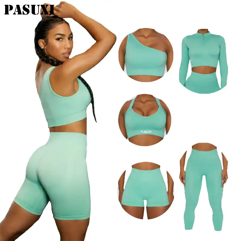PASUXI 2022 OEM Custom Woman Fitness Yoga Wear Workout Crop Top Seamless High Waisted Leggings Yoga Sets