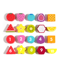 Rompecabezas de Hilo con Número de Fruta Personalizado, Juegos de Cuerda, Bloques Creativos, Cuentas, Tarjetas a Juego, Juguetes Educativos para Niños y Niñas