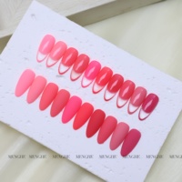 Kit de Vernis à Ongles Gel UV Soak Off Rose Vif Romantique pour la Saint-Valentin, Couleurs Transparentes, Rose Nude, Blanc et Rose Poudré