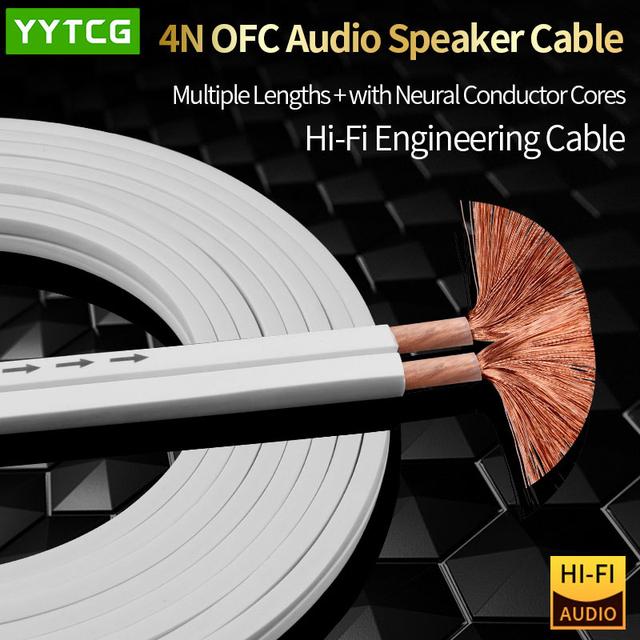 4NOFC HiFi Speaker Cable YYTCG Multi Strand Tinned Copper Audio Electric Speaker Wire Anti Noise for Home Theater Amplifier Horn