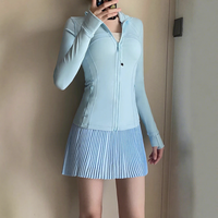 Bestseller transfrontalier : Ensemble deux pièces uni avec veste de yoga ajustée à col mandarin, infroissable et à séchage rapide