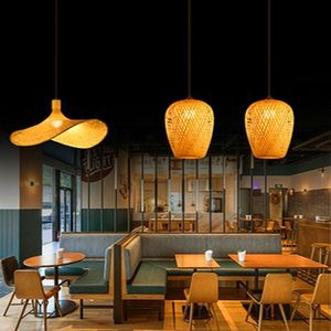 Lámpara colgante de ratán con forma ovalada, iluminación LED para el hogar, sala de té, restaurante, pantalla decorativa, accesorio de techo tejido de bambú - Product Image 2