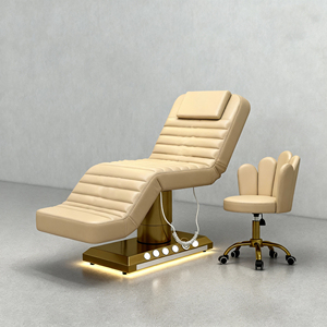 Cama Facial Eléctrica de Lujo para Esteticista, Base Dorada, para Cosmética, Pestañas, Spa, Masajes, Muebles de Salón - Product Image 4