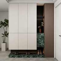 Meuble à chaussures personnalisé avec motif sur le panneau arrière, conçu par une équipe de designers professionnels offrant une mise en page 3D gratuite et une optimisation de l'espace