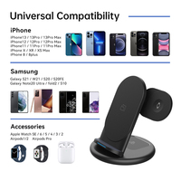 Station de charge sans fil électrique flexible réglable NEWQI 3 en 1 15W PD/ compatible avec les téléphones mobiles et les écouteurs - Portable