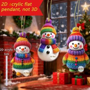 Decoración para coche, colgante de árbol de Navidad, nuevo estilo navideño, muñeco de nieve acrílico plano - Product Image 1