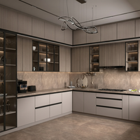 Cuisine Modulaire Extérieure de Luxe Moderne Style Shaker Classique avec Évier, Robinet, Porte en Acrylique Laqué Écologique et Tiroir en MDF