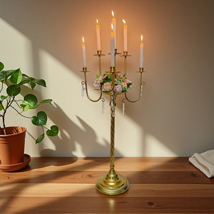 Candelabro de Estilo Europeo con Múltiples Cabezas de Cristal, Decoración para Centro de Mesa de Boda - Product Image 2