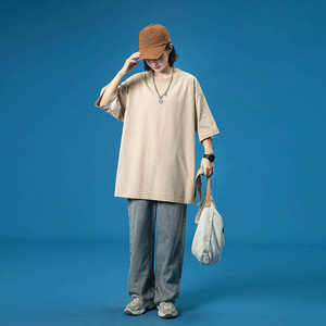 Camiseta personalizada de manga corta con cuello redondo y estampado de gran tamaño de 250GSM, Camiseta deportiva holgada de algodón 100% para hombre - Product Image 1